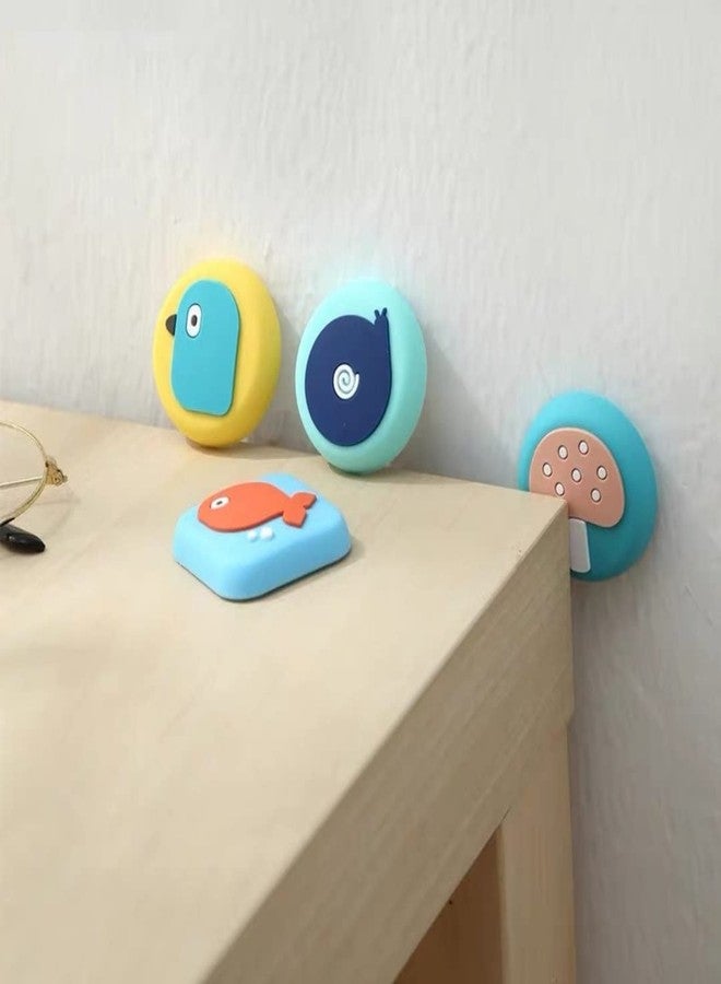 OLWICK® Cartoon Shape Silicone Wall Protector Door Knob Stopper, Self Adhesive Wall Sticker Pad, Pack of 3, Random Design - Image 4